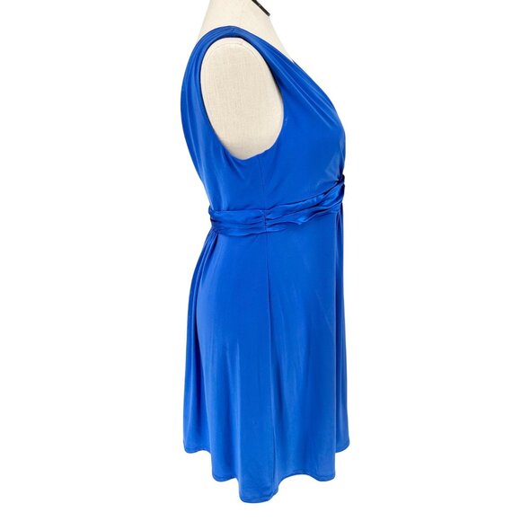 Davids Bridal Dress Womens 14 Blue Sleeveless V-Neck Ruched Waist Knee-Length - Picture 7 of 8